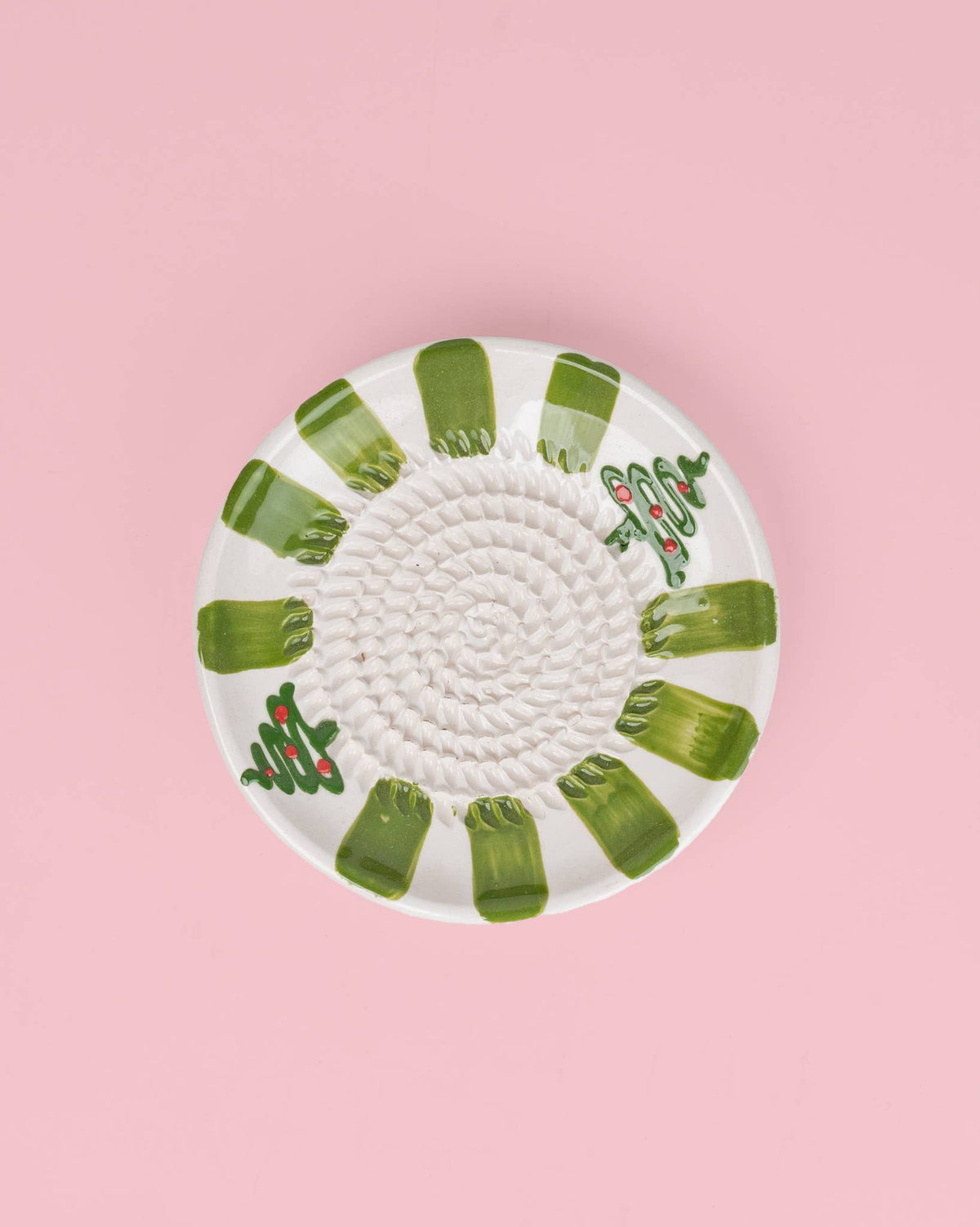 Small Ceramic Garlic Grater Plate - Evergreen