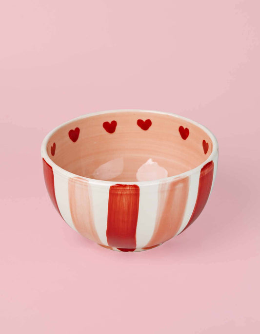 Striped Ceramic Bowl – Hand-Painted - Sweetheart
