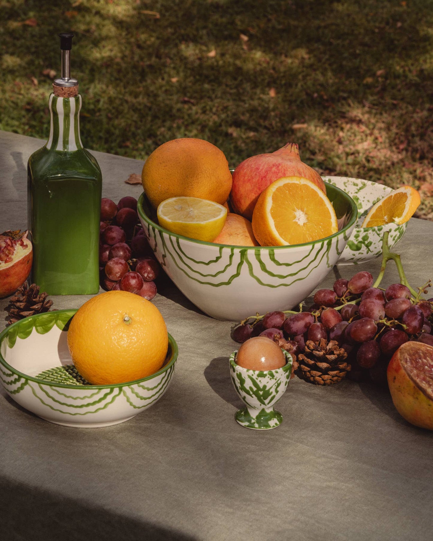 Artisanal Ceramic Serving Bowl – Green & White / ROOTS