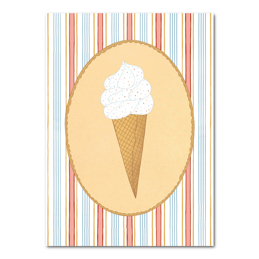 Soft serve ice cream and cheerful stripes | Postcard