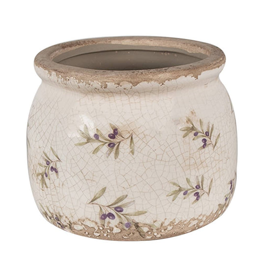 6CE1670M Planter Ø 16x13 cm Beige Blue Ceramic Olives