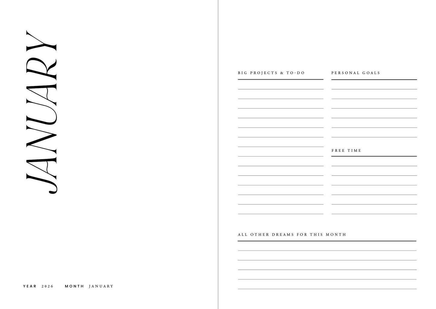 Cozy Planner 2026, Night Sky – “Shoot for the moon darling” 