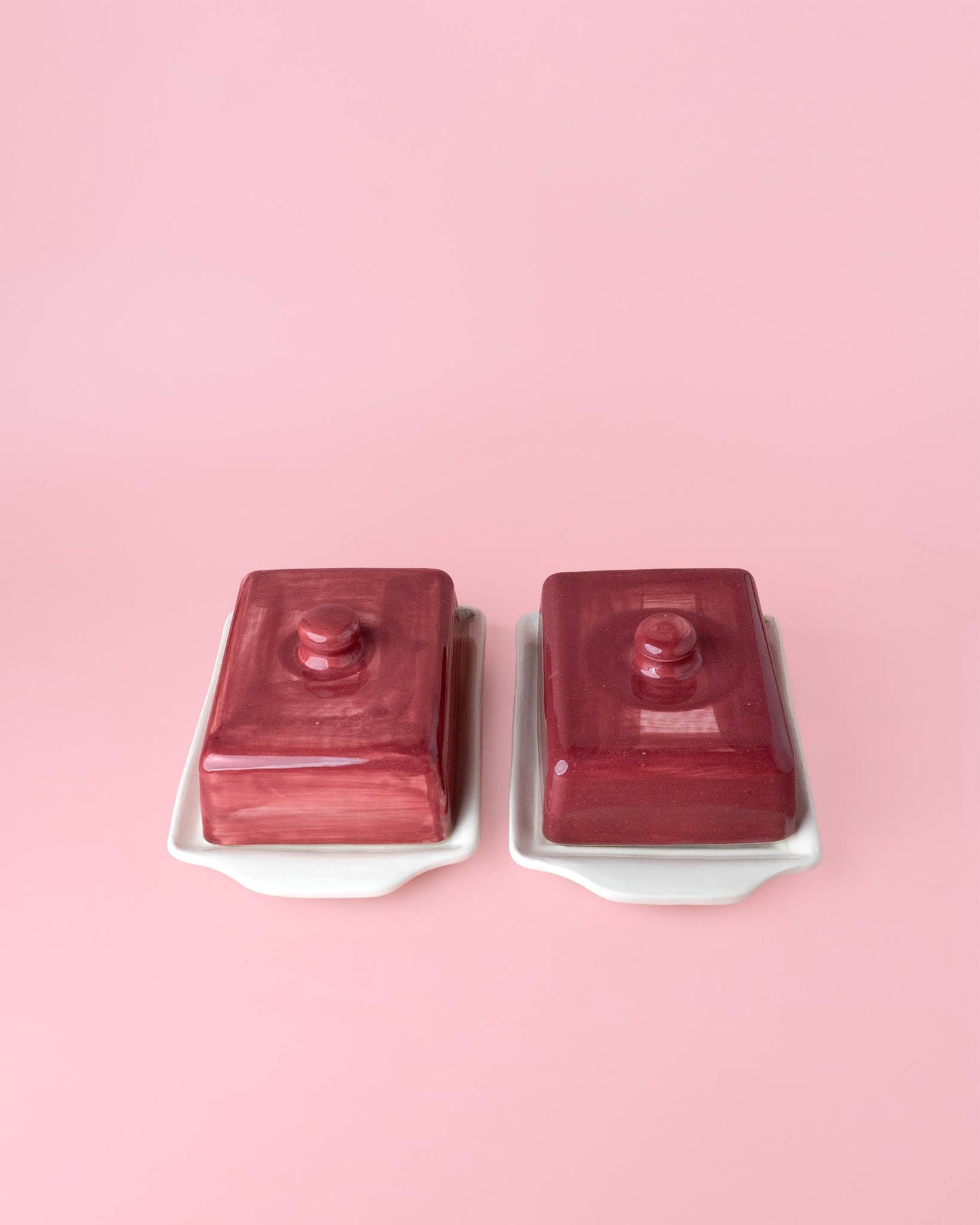Burgundy Ceramic Butter Dish – Handmade Holiday Gift - Noell