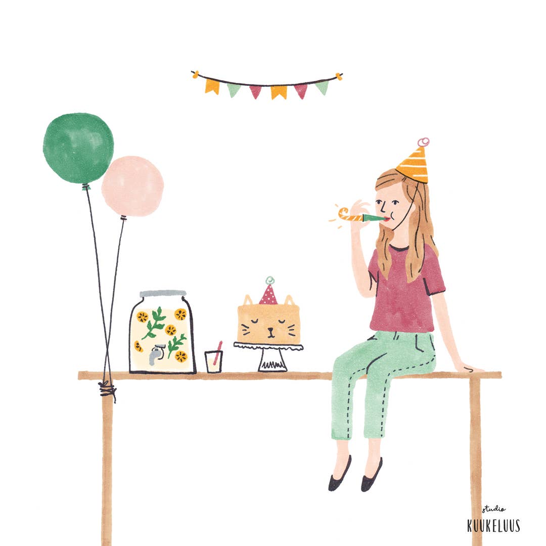 Party Table Happy Birthday Card