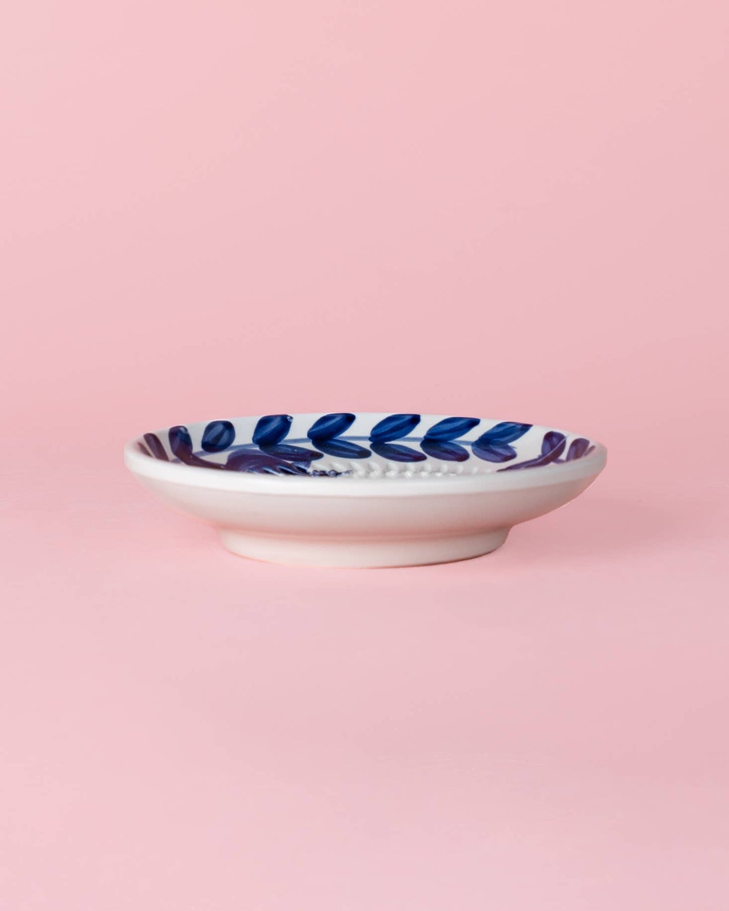 Ceramic Garlic Grater Plate - Small Blue Traditional