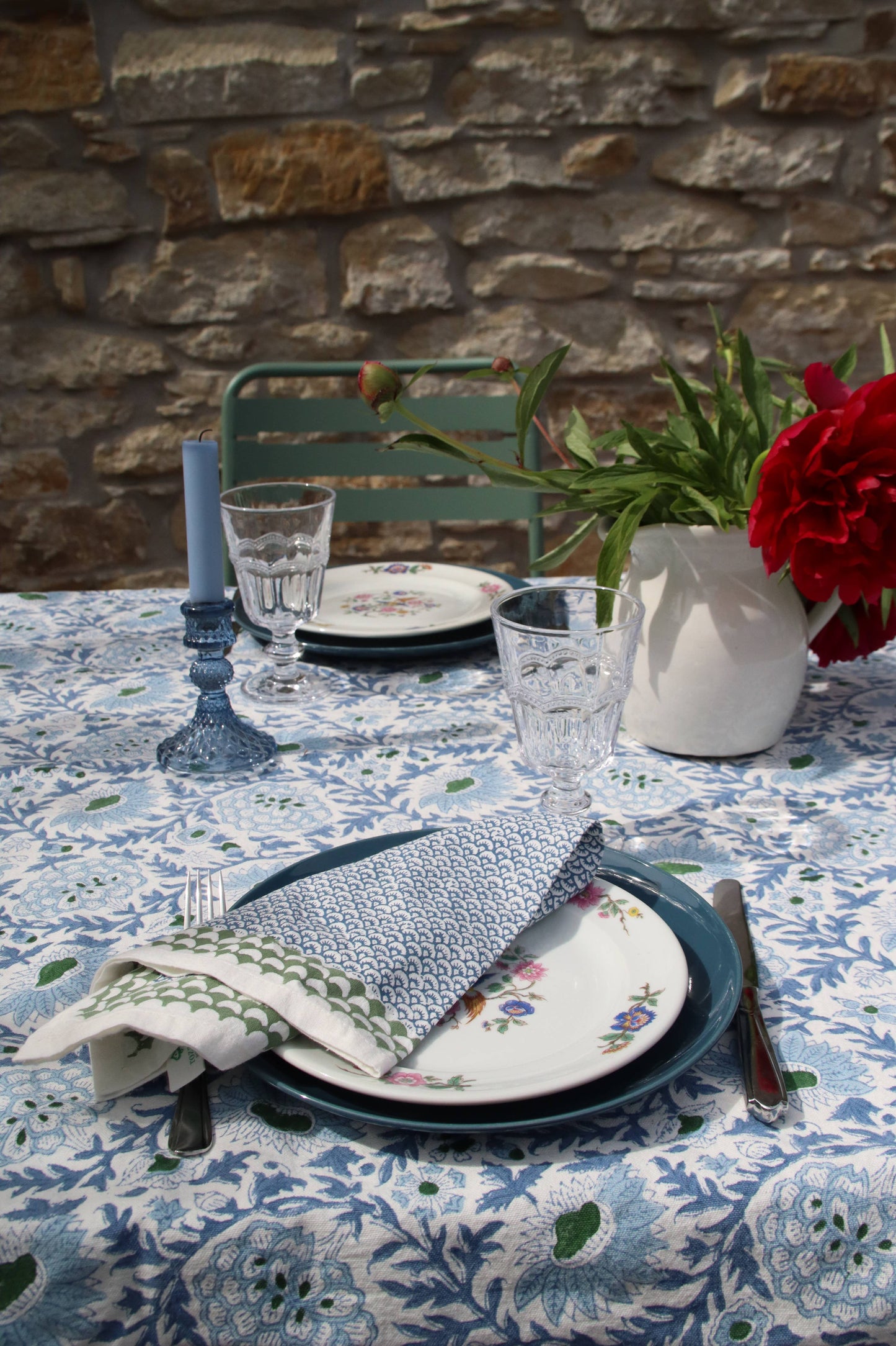 Sunny Day Handblockprinted Tablecloth 160 x 270