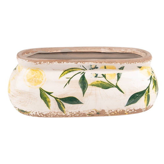 Yellow Ceramic Lemon Indoor Planter 18x7x7 cm