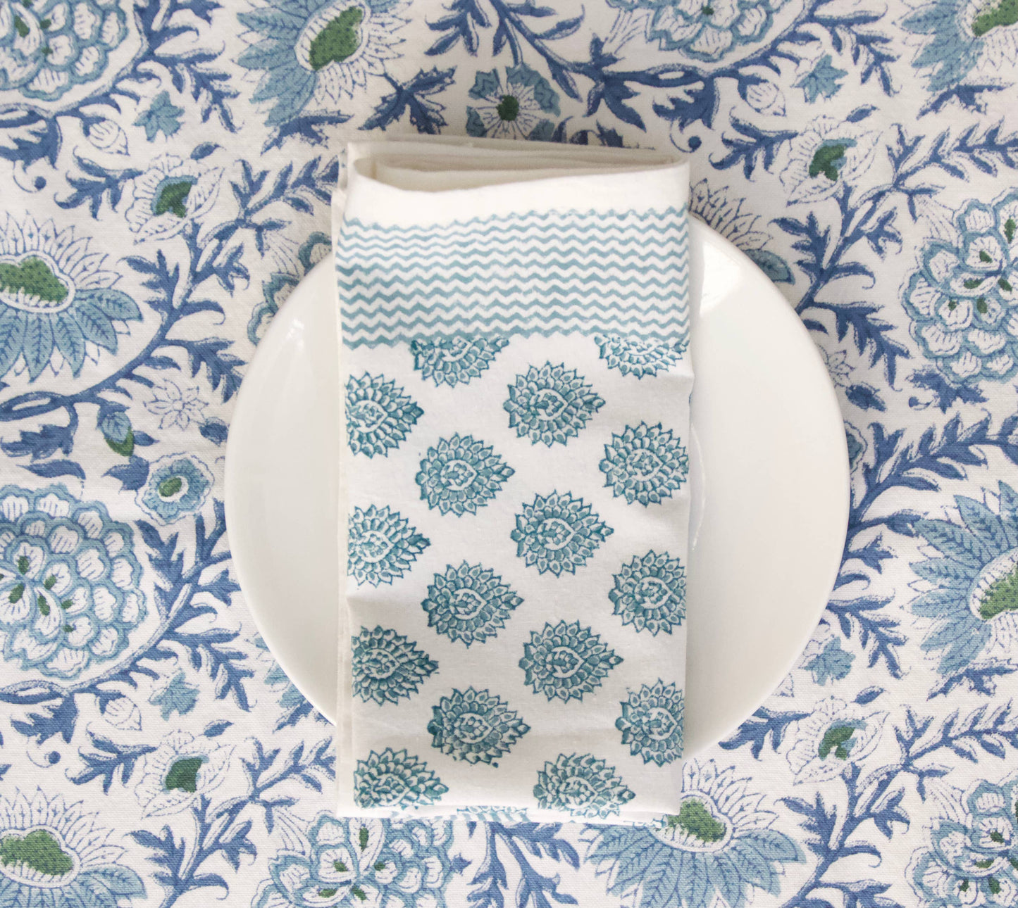 Sunny Day Handblockprinted Tablecloth 160 x 270