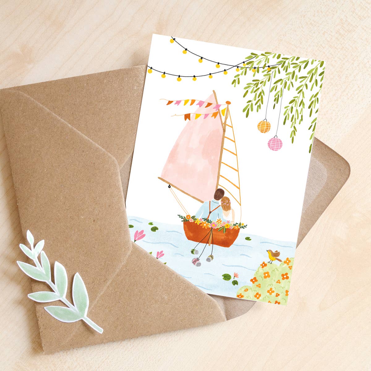 Greeting Card Wedding Boat