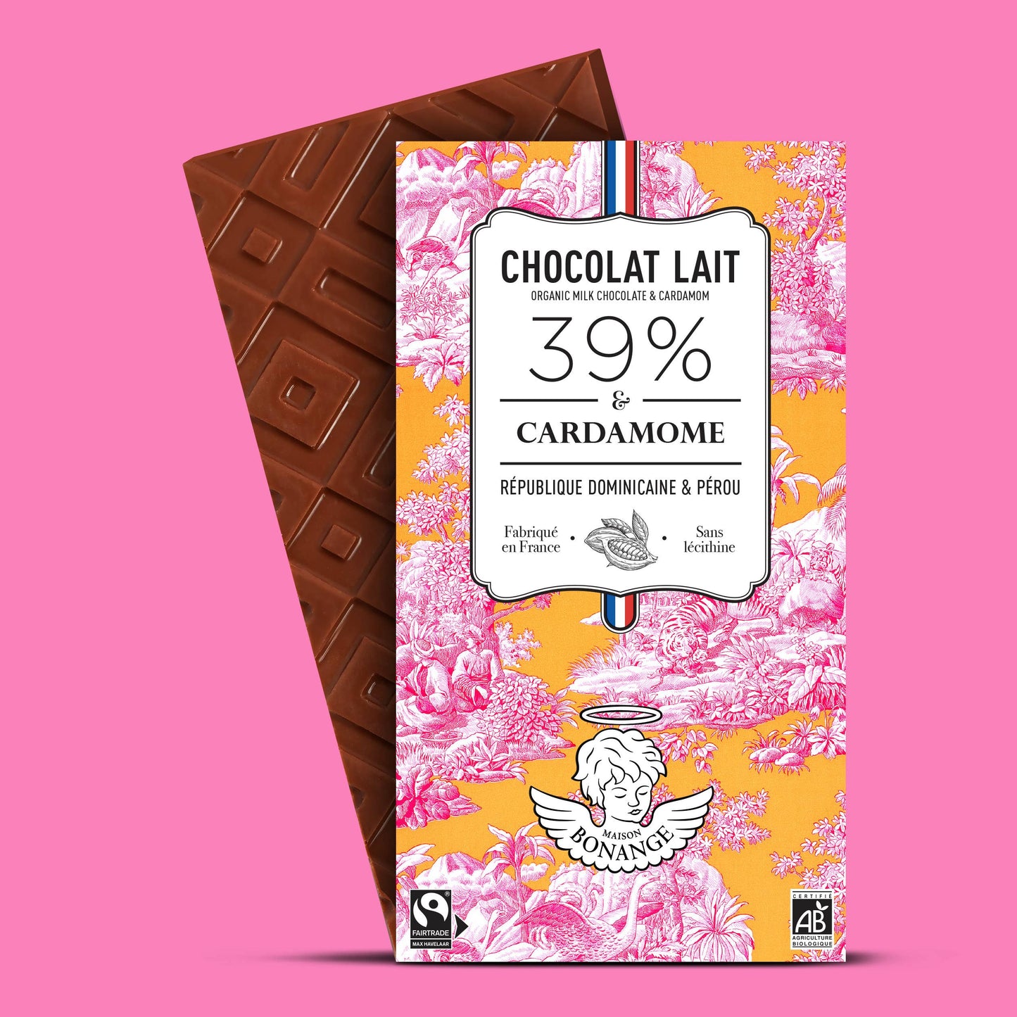 Organic Milk Chocolate Bar 39% & Cardamom