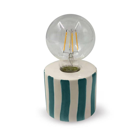 Frosted Blue Stripe LED Decoration with Batteries D8.8 H17.5cm