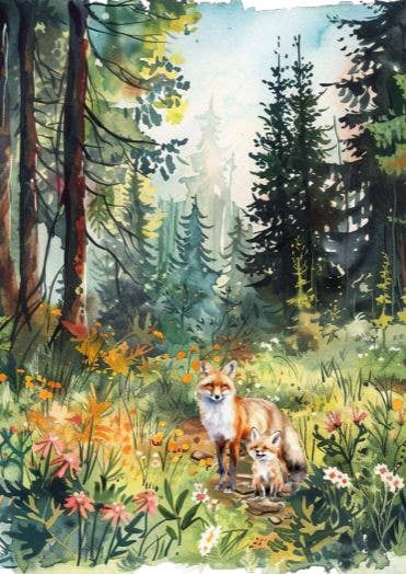 Sustainable postcard Fox in the forest