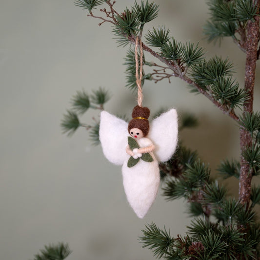 Hanger Engeltje Wit met  Mistletoe