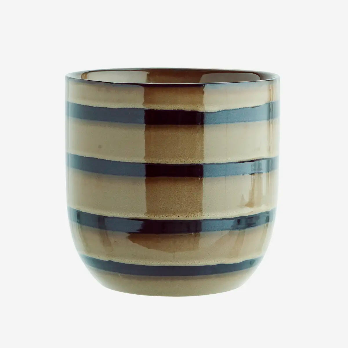 Striped stoneware flowerpot
