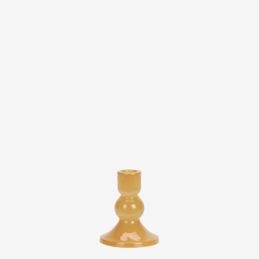 Glass candle holder - yellow