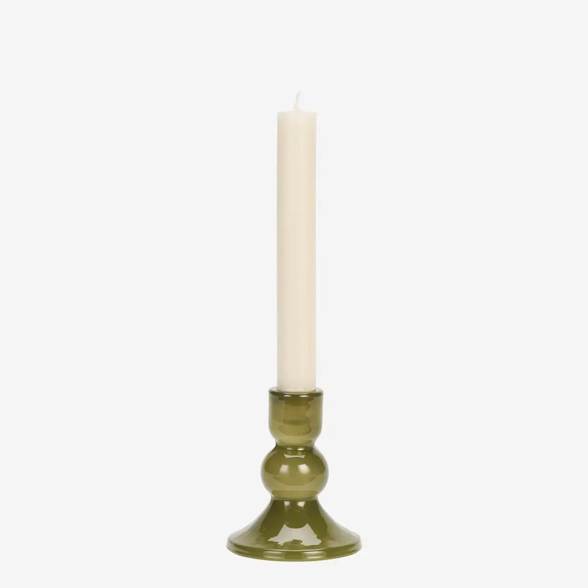 Glass candle holder - green