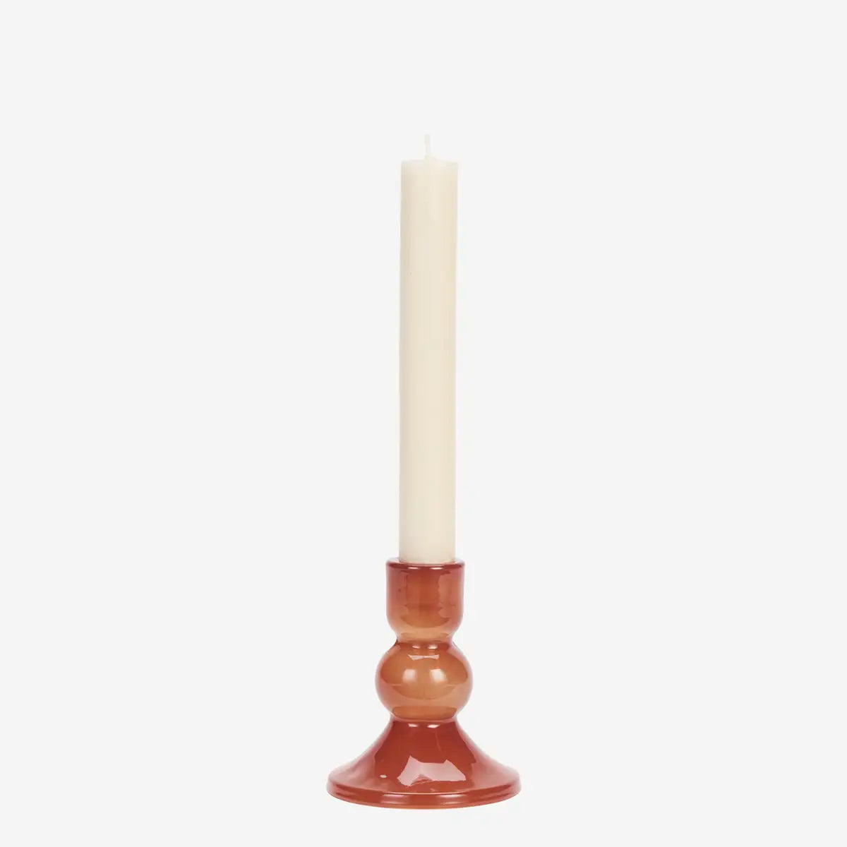 Glass candle holder - red