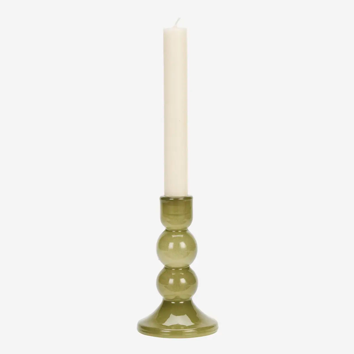 Glass candle holder - green