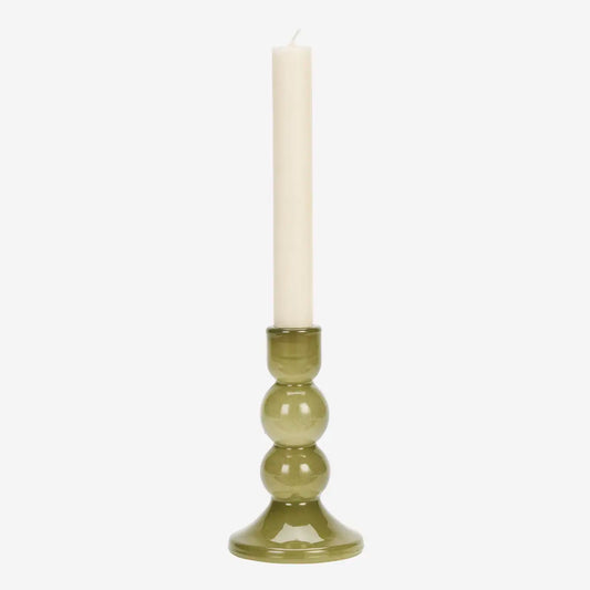 Glass candle holder - green