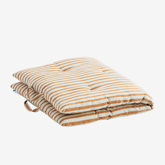 Striped cotton mattress 60x100 cm  Cotton, cotton filling - Off white, dark honey
