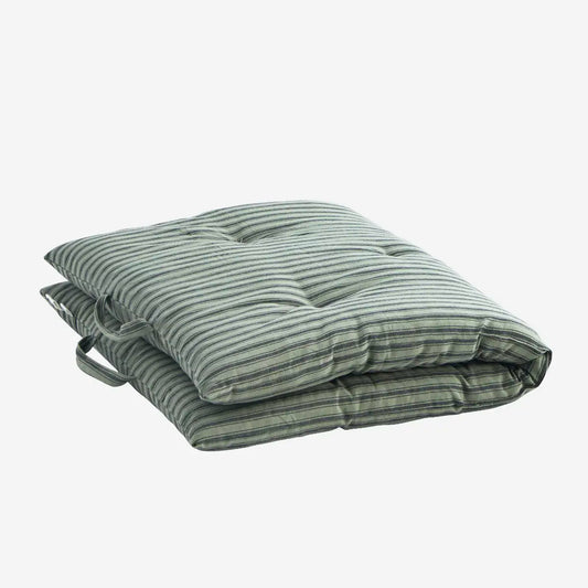 Striped cotton mattress 60x100 cm  Cotton, cotton filling - Moss green, charcoal