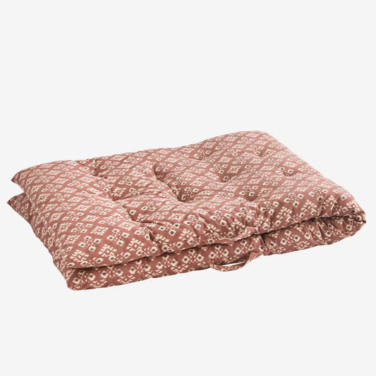 Printed cotton mattress- Old rose, ecru, anthracite  70x180 cm
