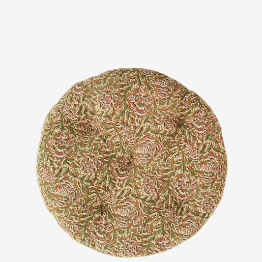 Round cotton chair pad floral